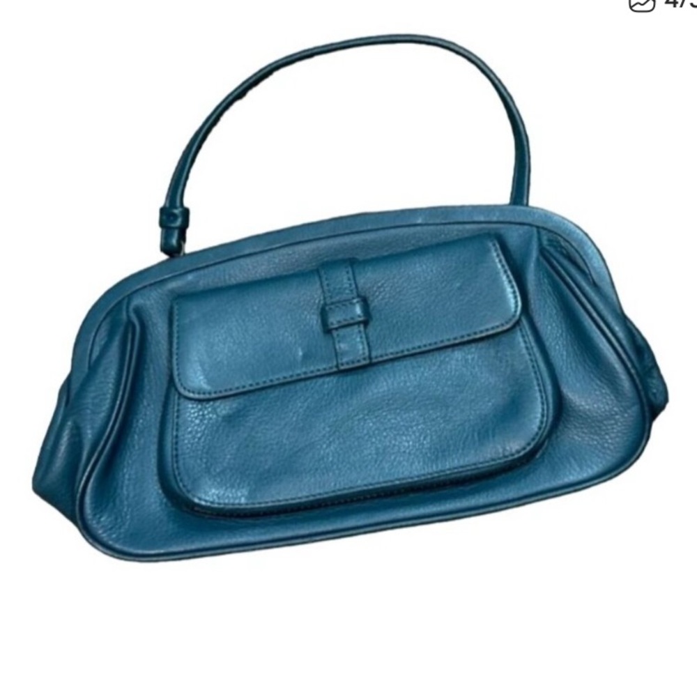 LOFT Blue Leather Vintage Style Frame Bag NWOT